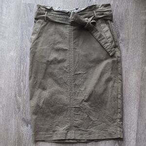 Banana Republic Olive Pencil Skirt with Tie Waist